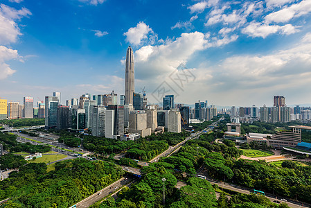 深圳城市中心区城市建筑风光白云高清图片素材