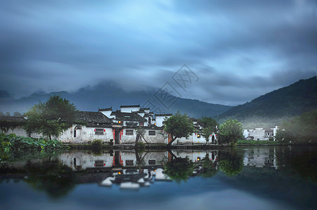 蓝色宏村背景图片