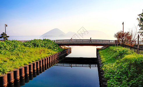 日本北海道洞爷湖清晨背景图片