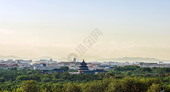 中式建筑天坛夕照背景