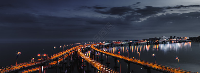 海景城市大连跨海大桥全景背景