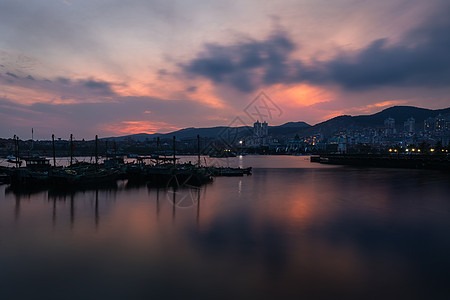 渔港码头大连城市风光背景