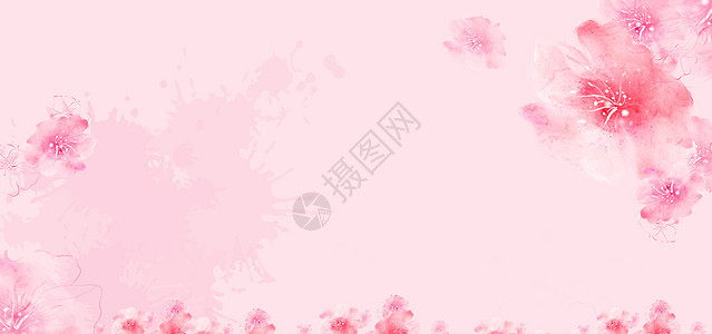 小清新人物粉色花朵背景设计图片