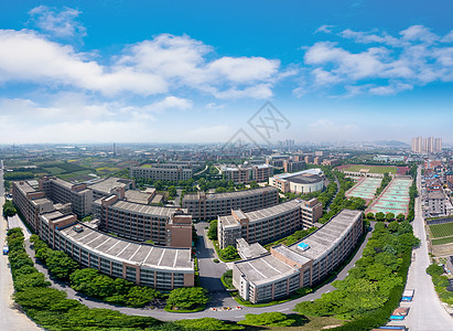 学校道路航拍建筑群背景