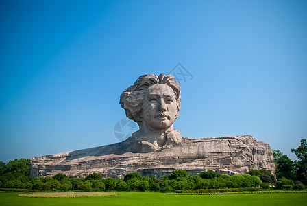 长沙地标橘子洲头毛主席像背景