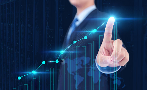 计算机和商业战略为概念的商人手指背景图片