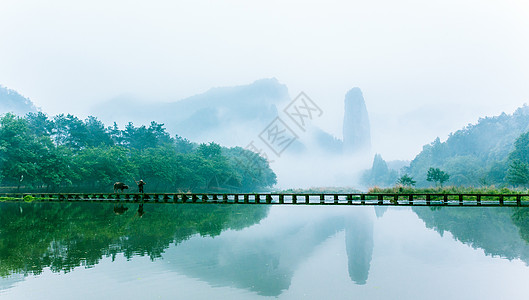 水倒影中国山水风景画背景