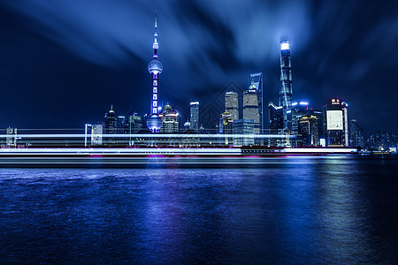 楼科技上海大气城市夜景陆家嘴背景