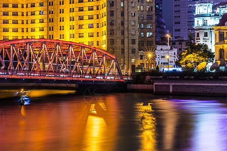 上海美丽夜景外白渡桥背景图片