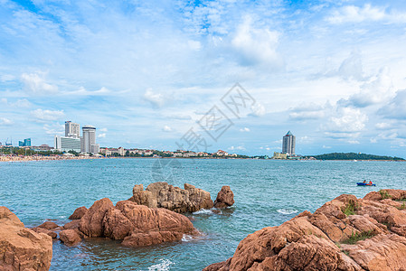 山东著名景点青岛海滨风光背景