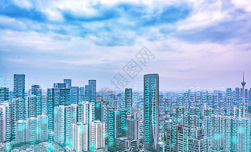 阴天多云科技数字城市设计图片