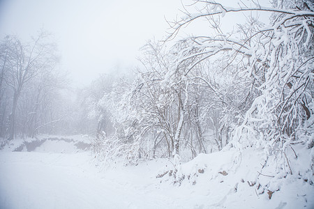 冬日温泉雾凇雪景素材背景