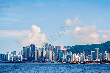 香港地标香港城市维多利亚海港全景背景