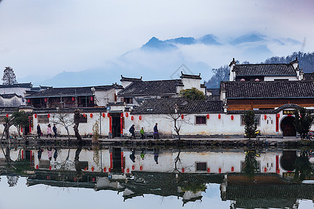 水边小镇安徽宏村背景