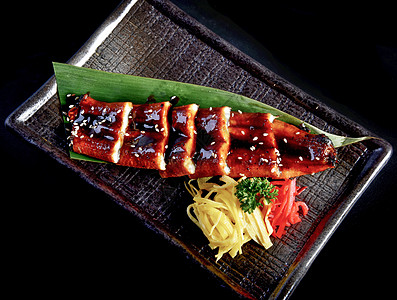 日式自助餐烤鳗鱼背景