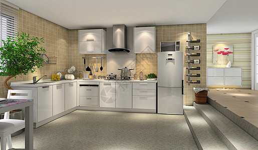 开敞式厨房大气的厨房效果图背景