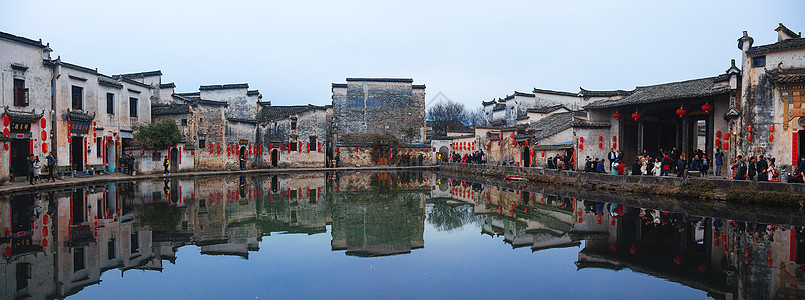 宏村全景接片宏村月沼全景背景