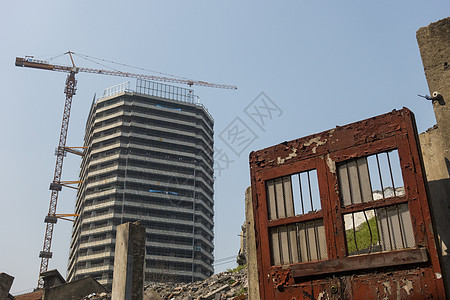 城市化进程中拆迁和建设背景图片