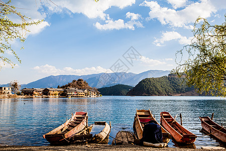 沪沽湖景色云南泸沽湖背景