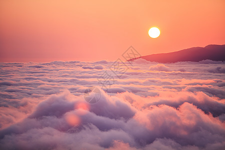 黄昏夕阳晚霞时的云海背景