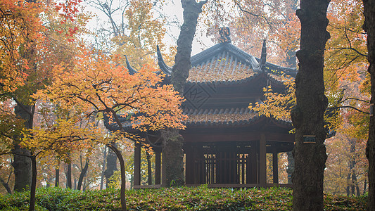 金秋天平山苏州古刹高清图片