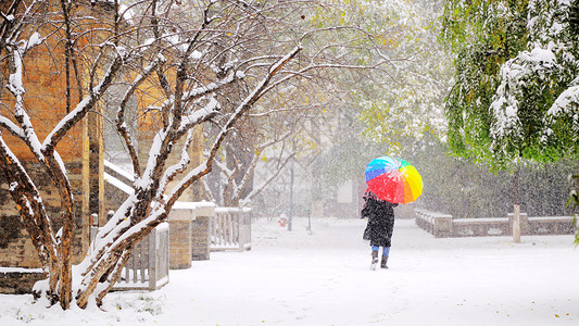 大雪纷飞的雁塔高清图片