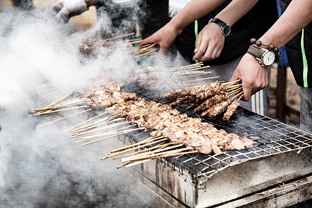 野外美食烤羊肉串背景