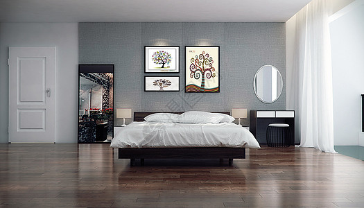 现代风格主卧室效果图背景图片
