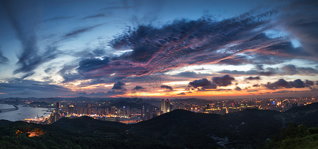 建筑城市夜景大连星海广场城市建筑夜景全景图背景