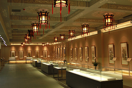 中国画展厅，古风室内装修素材图片