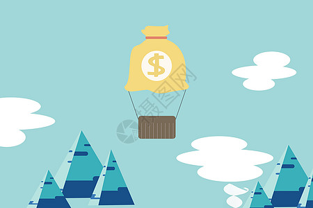 金融投资新方向空中商务人与钱币符号设计图片