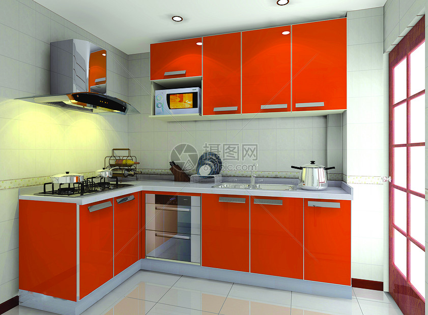 色彩鲜艳的厨房效果图图片