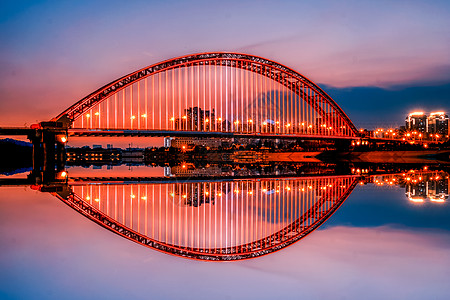 江景城市夜景武汉黄昏晴川桥背景