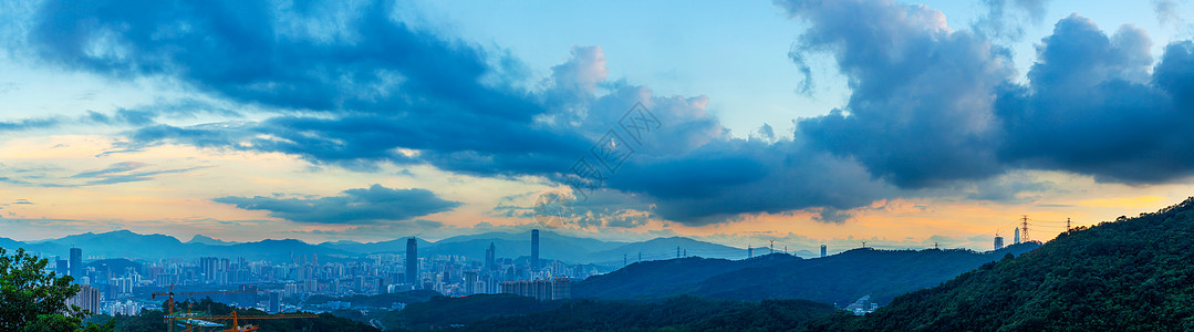 城市夕阳晚霞高清图片