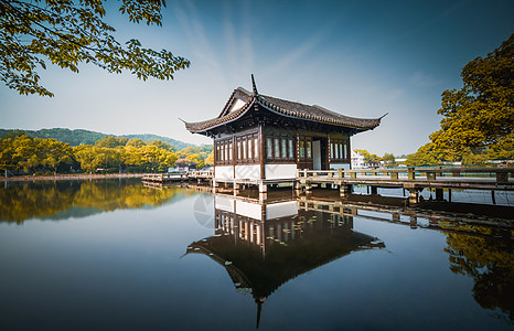 景区监控杭州西湖风景背景