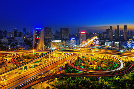 武汉城市立交桥夜景图片