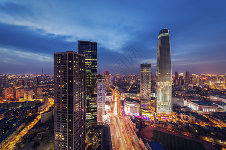 南京路夜景天津城市建筑风光夜景背景