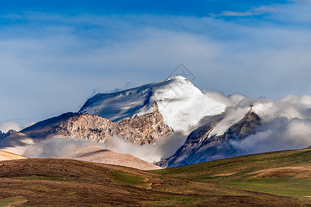 风云莫测变幻莫测的雪山风光背景