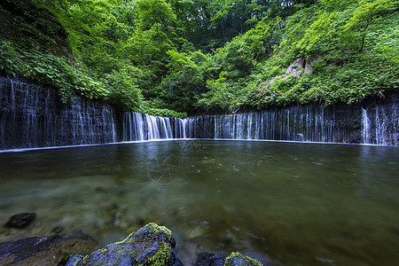 日本环境美丽大自然的瀑布背景