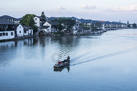 古代桥江南古镇朱家角背景