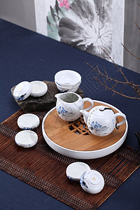 水墨茶壶中国风茶具背景