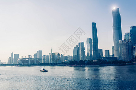 夕阳下的珠江新城商务高清图片素材