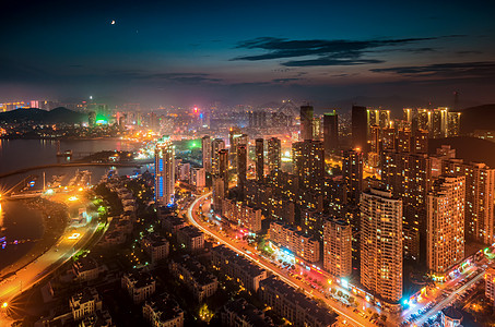 大连雾霾天夜景背景