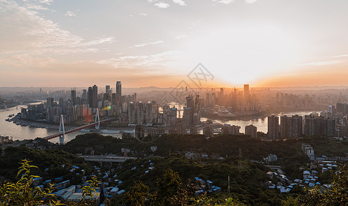 重庆南山重庆城市中心日落风光背景