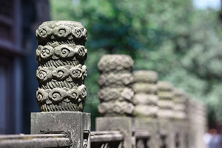 祥云画轴素材中国风石头栏杆素材背景