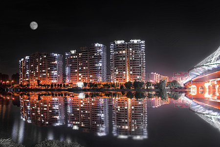 城市月圆夜色图片