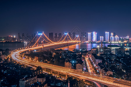 长江主轴武汉鹦鹉洲长江大桥夜景背景