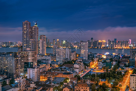 三阳路武汉黄昏高楼街景背景