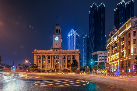 广场路武汉地标武汉关钟楼背景