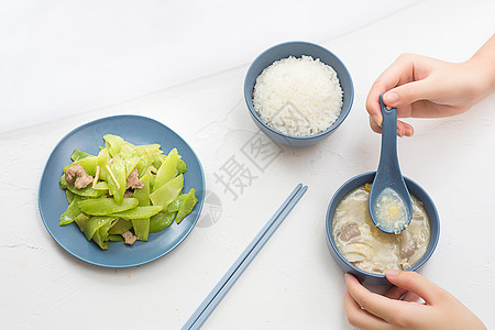 消毒碗筷午饭家常菜中餐背景